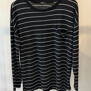 Rails Womens Black & White Striped Long Sleeve Shirt